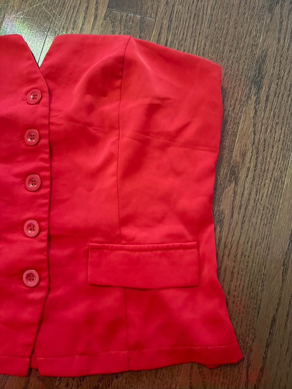 Strapless Red Button-Front Tank Top - Picture 3 of 5